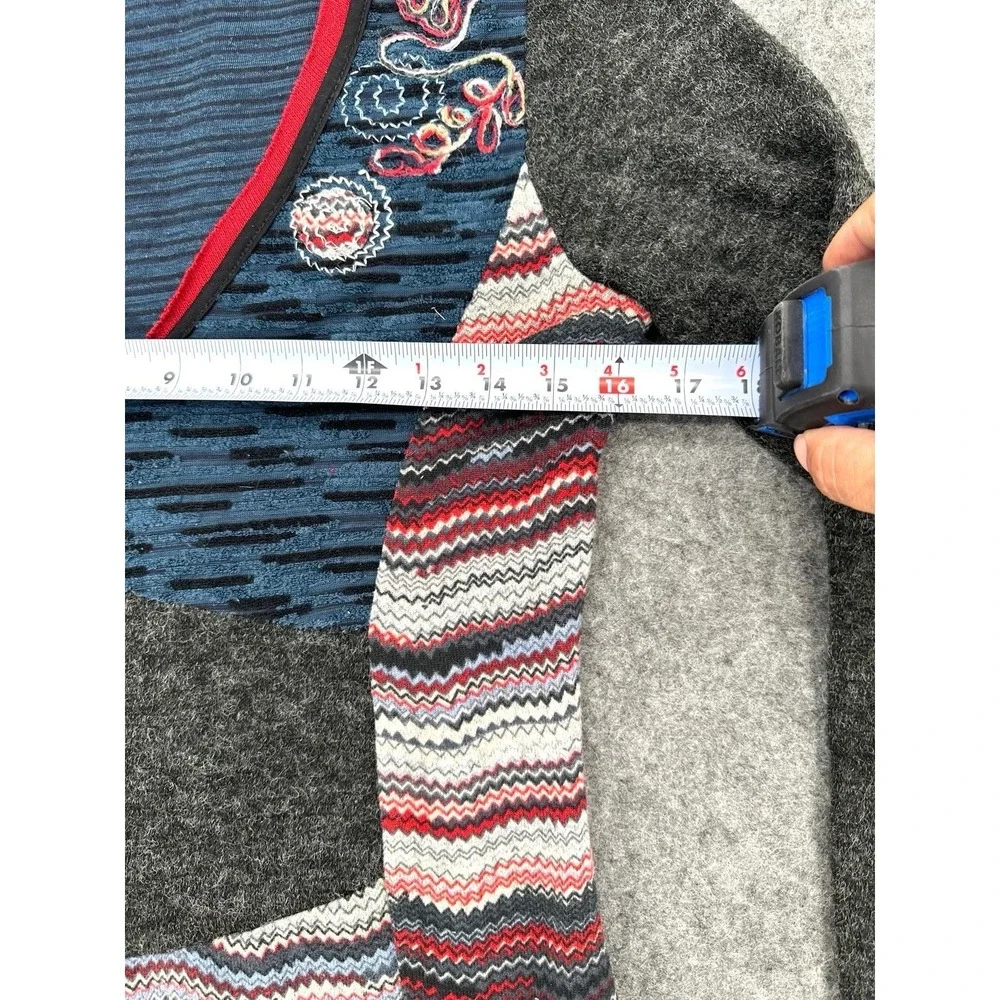 101 Idees Boho Patchwork‎ Dress Women Small Multicolor Long Sleeve V Neck